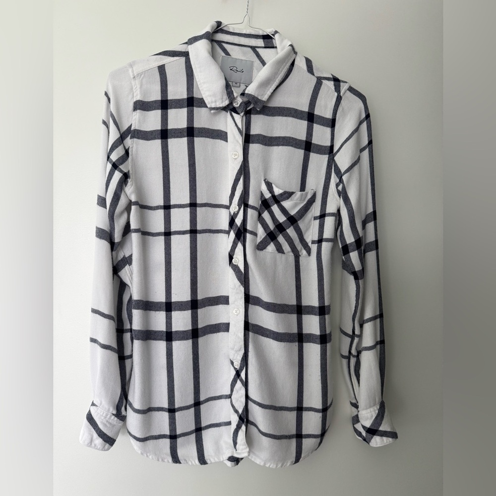 Rails Navy and White Plaid Casual Shirt